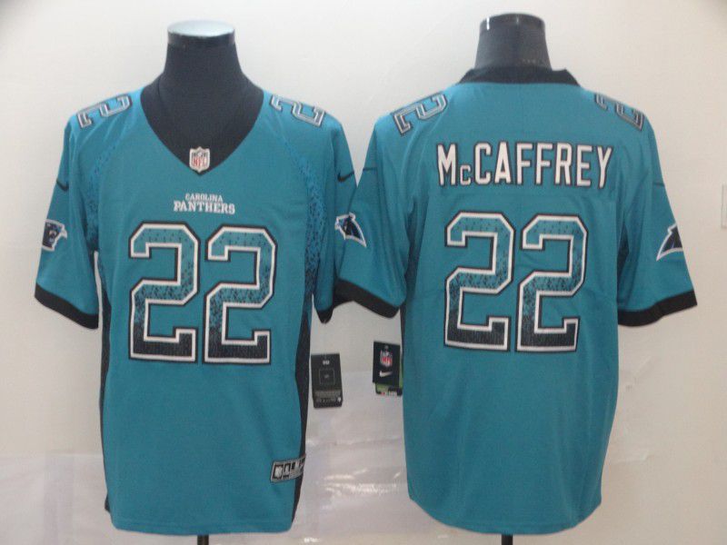 Men Carolina Panthers #22 Mccaffrey Green Nike Drift Fashion Color Rush Limited Jersey